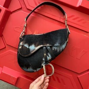 Vintage Christian Dior Pony Hair Tie-Dye Saddle Bag